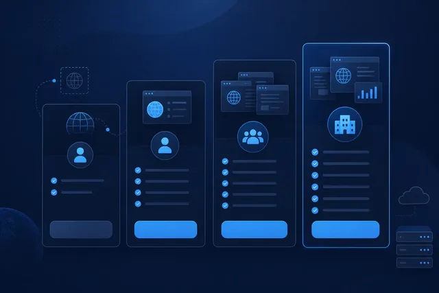Illustration of subscription plan tiers for domain management
